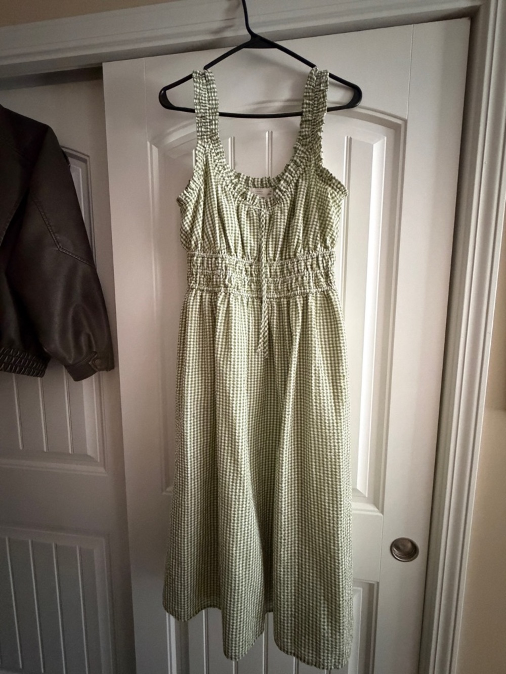 LC Lauren Conrad Light Green Gingham Midi Dress